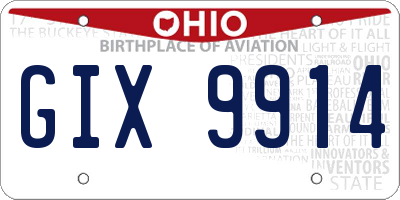 OH license plate GIX9914