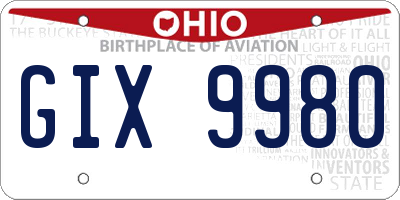 OH license plate GIX9980