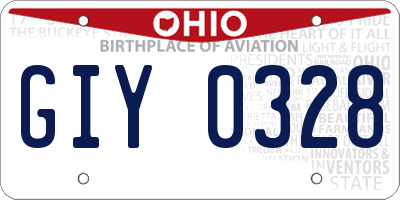 OH license plate GIY0328