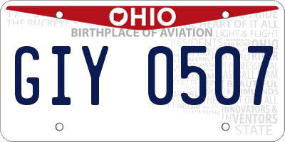 OH license plate GIY0507