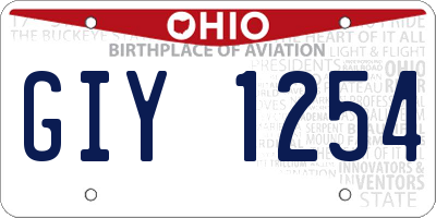 OH license plate GIY1254