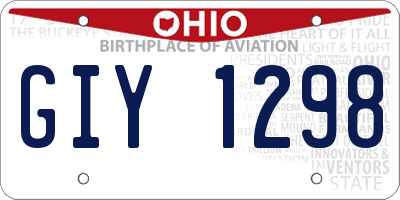 OH license plate GIY1298