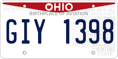 OH license plate GIY1398