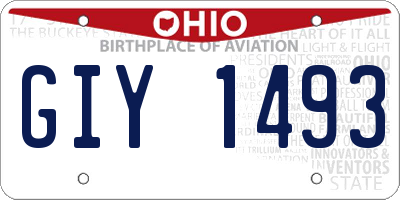 OH license plate GIY1493