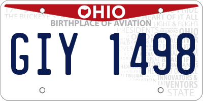 OH license plate GIY1498