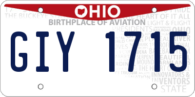 OH license plate GIY1715