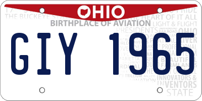 OH license plate GIY1965