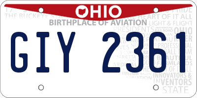 OH license plate GIY2361