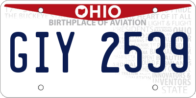 OH license plate GIY2539