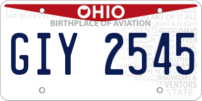 OH license plate GIY2545