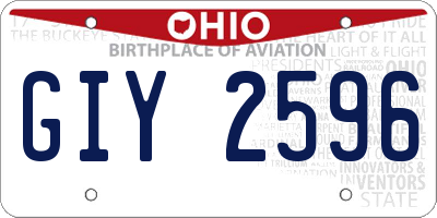 OH license plate GIY2596
