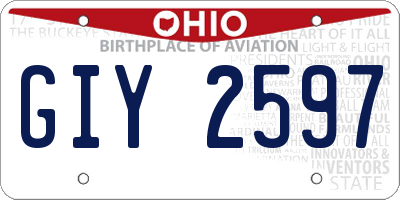 OH license plate GIY2597