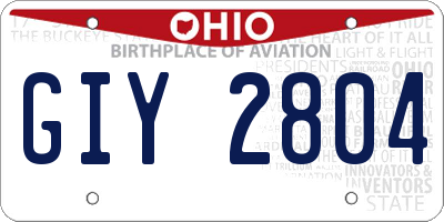 OH license plate GIY2804