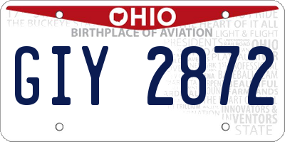 OH license plate GIY2872