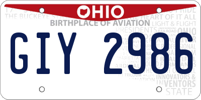 OH license plate GIY2986
