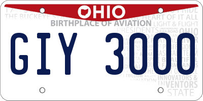 OH license plate GIY3000