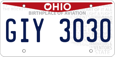 OH license plate GIY3030