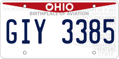 OH license plate GIY3385