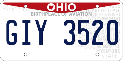 OH license plate GIY3520