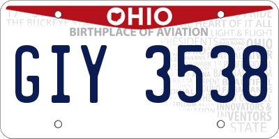 OH license plate GIY3538