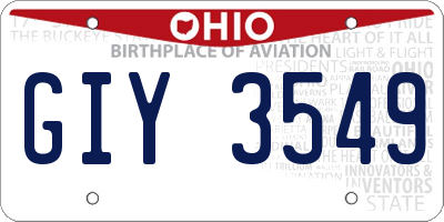 OH license plate GIY3549