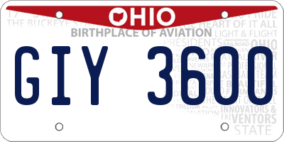 OH license plate GIY3600