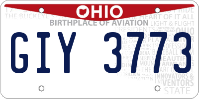 OH license plate GIY3773