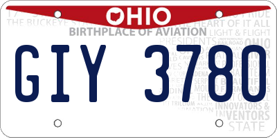 OH license plate GIY3780