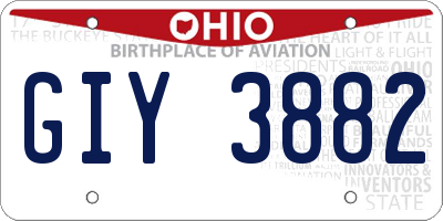 OH license plate GIY3882