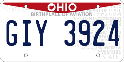 OH license plate GIY3924