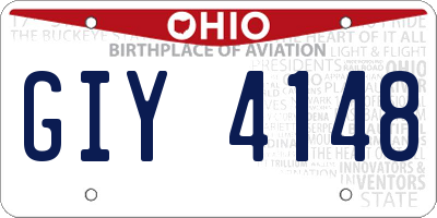 OH license plate GIY4148