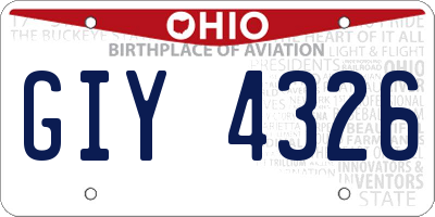 OH license plate GIY4326