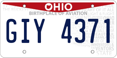 OH license plate GIY4371