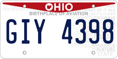 OH license plate GIY4398
