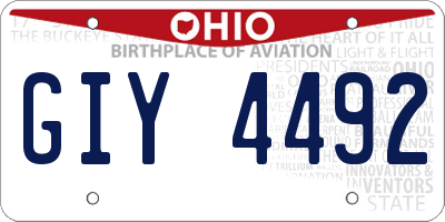 OH license plate GIY4492