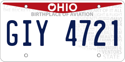 OH license plate GIY4721
