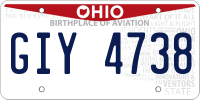 OH license plate GIY4738