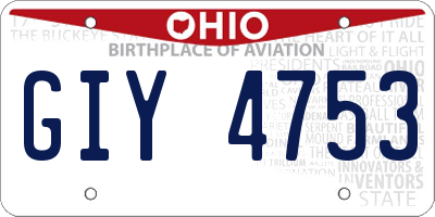 OH license plate GIY4753