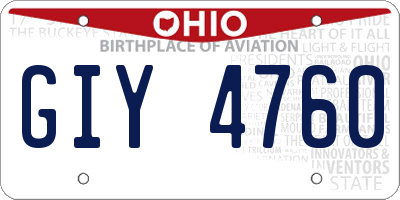 OH license plate GIY4760
