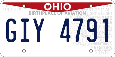 OH license plate GIY4791