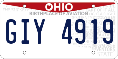 OH license plate GIY4919