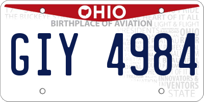 OH license plate GIY4984
