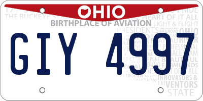 OH license plate GIY4997