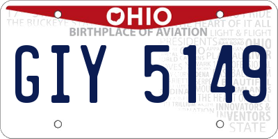OH license plate GIY5149