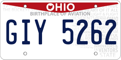 OH license plate GIY5262