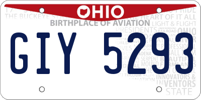 OH license plate GIY5293