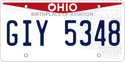 OH license plate GIY5348