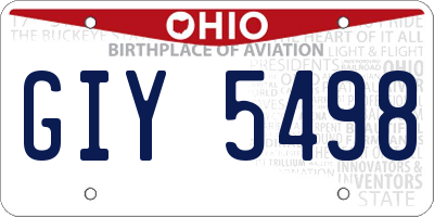 OH license plate GIY5498