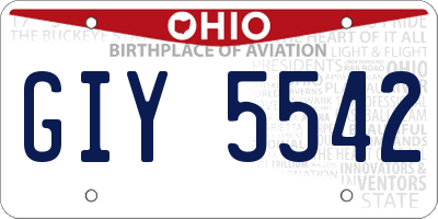 OH license plate GIY5542