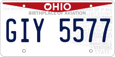 OH license plate GIY5577